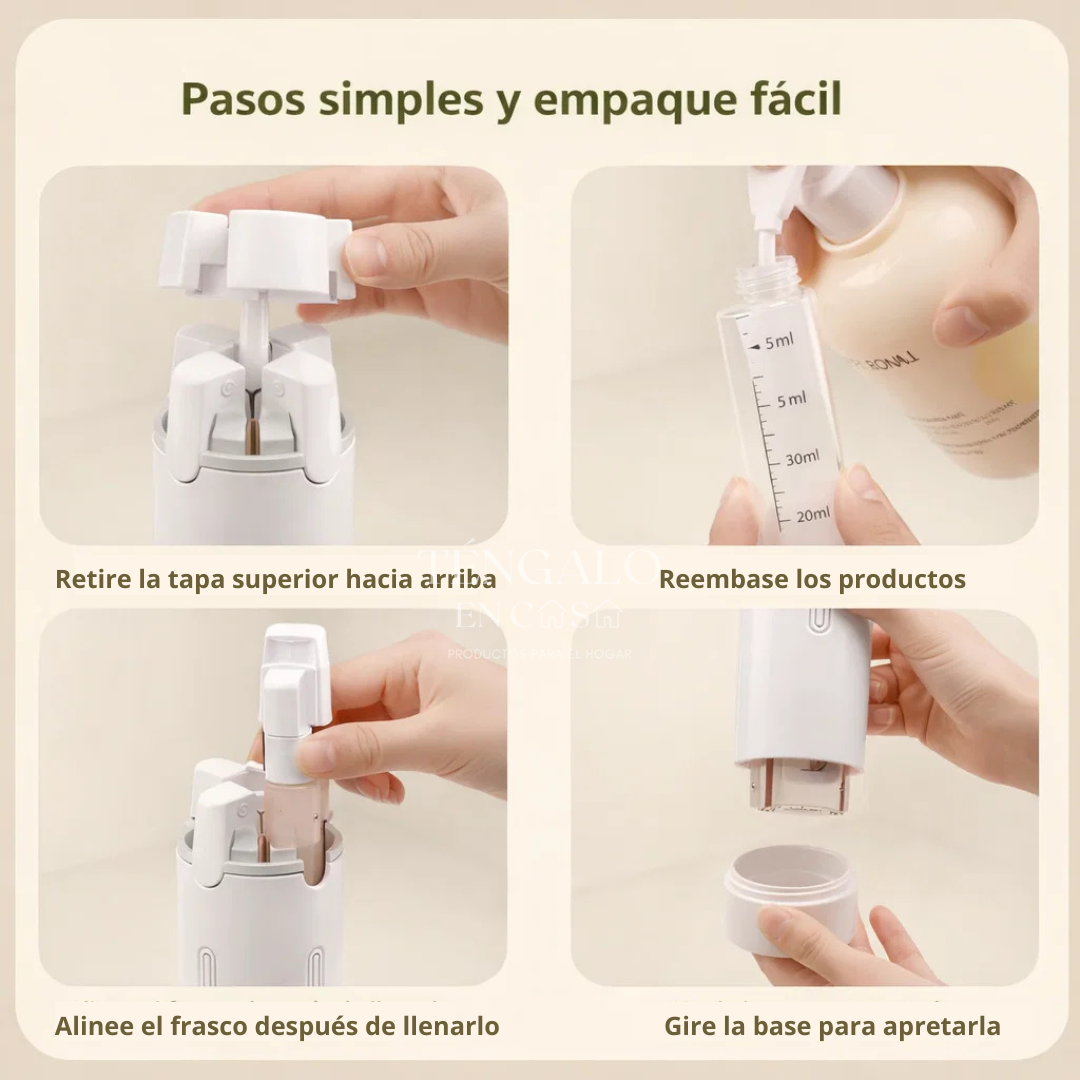 Dispensador 4 en 1 para Viaje